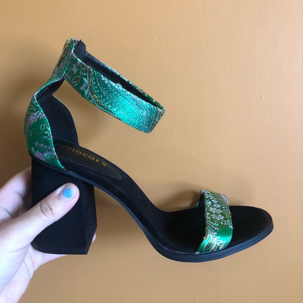 Green and black heels